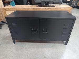 MEUBLE TV 2 PORTES EN MÉTAL NOIR