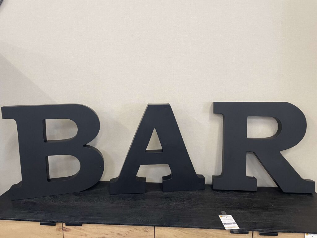 LETTRES "BAR MÉTAL H.50CM