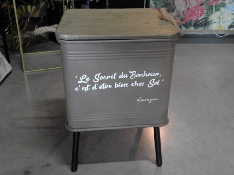 CAISSE MÉTAL TAUPE AVEC PIEDS "LOFT et MÉTAL" GM