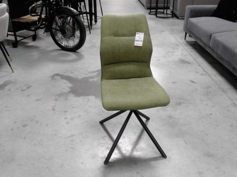 CHAISE WISH TISSU + SIMILI VERT - PIED ARAIGNÉE MÉTAL NOIR