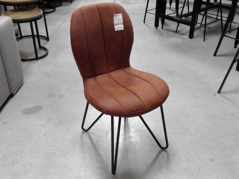 CHAISE VENUS MICROFIBRE COGNAC EFFET CUIR VIEILLI (ZONE TR)