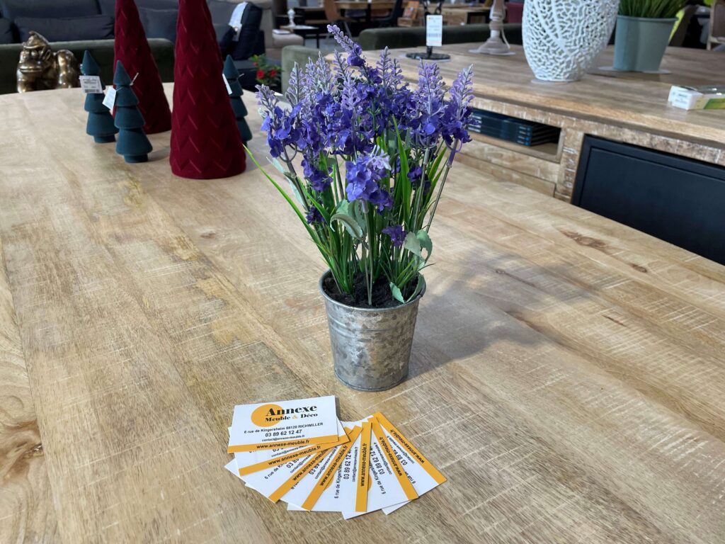 LAVANDE ARTIFICIELLE POT MÉTAL H.28CM