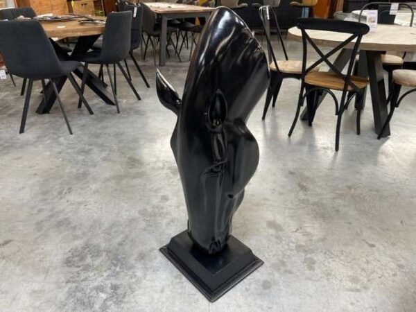 STATUE TÊTE DE CHEVAL SUR SOCLE COLORIS NOIR H.104CM ANNEXE MEUBLE & DECO