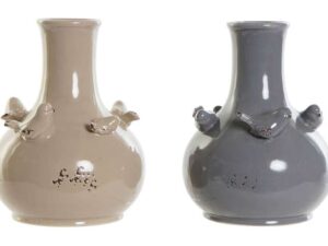 VASE OISEAUX BEIGE OU GRIS ANNEXE MEUBLE & DECO