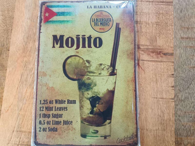 PLAQUE METAL MOJITO 20X30CM