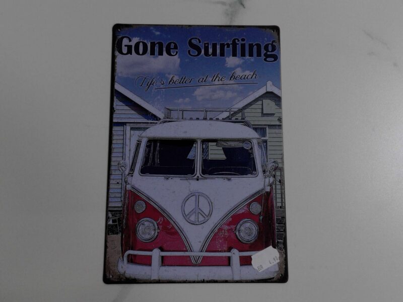 PLAQUE METAL GONE SURFING 20X30CM
