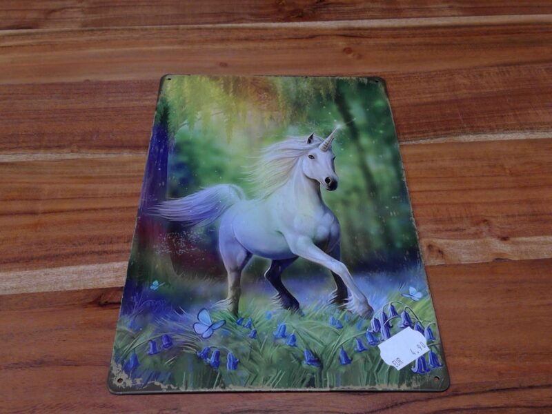 PLAQUE METAL LICORNE 20X30CM