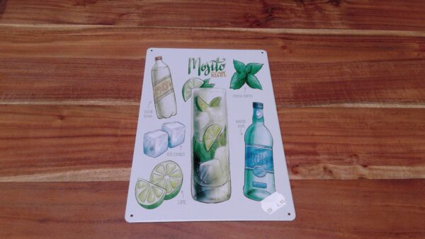 PLAQUE METAL MOJITO RECIPE 20X30CM ANNEXE MEUBLE & DECO