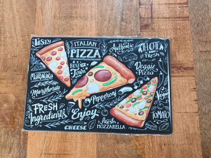 PLAQUE MÉTAL PIZZA 20X30CM