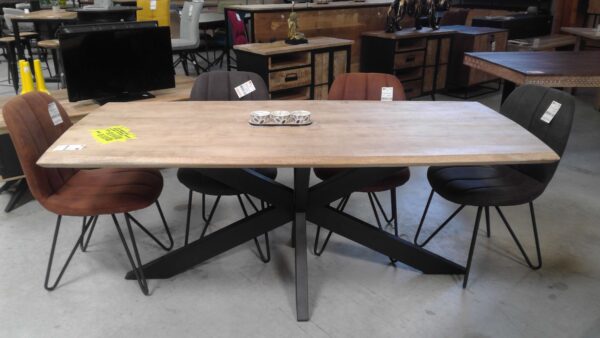 TABLE À MANGER L.200CM - MANGUIER BLANCHI PIED ARAIGNÉE