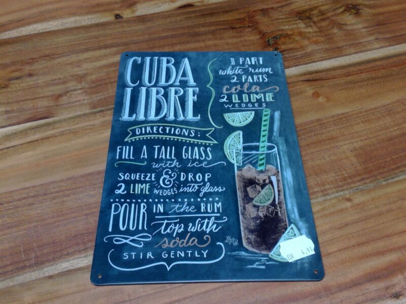 PLAQUE MÉTAL CUBA LIBRE 20X30CM
