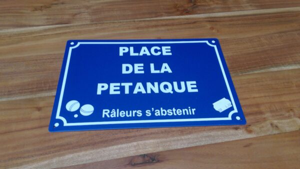 PLAQUE MÉTAL PLACE DE LA PÉTANQUE 20X30CM