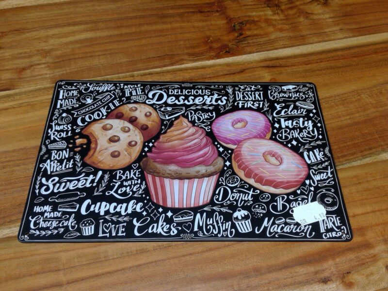 PLAQUE MÉTAL DESSERTS FOND NetB 20X30CM