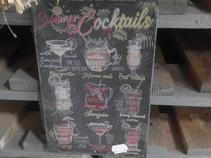 PLAQUE METAL SUMMER COCKTAILS 20X30CM