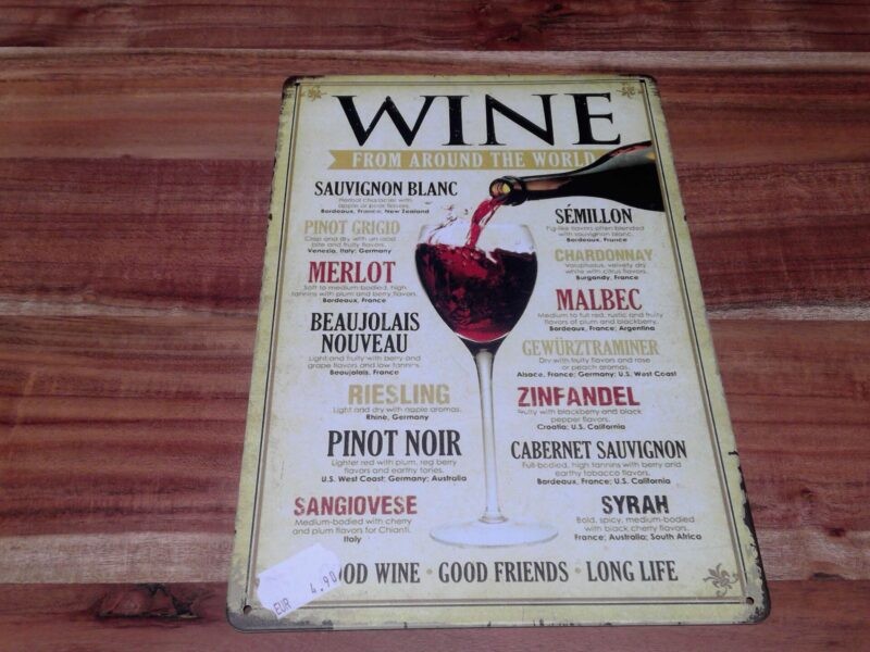 PLAQUE METAL WINE 20X30CM