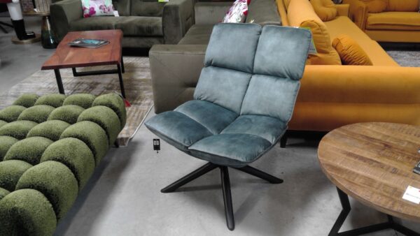 FAUTEUIL VICTOR PIVOTANT VELOURS COLORIS BLEU PETROLE
