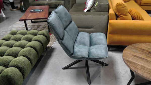 FAUTEUIL VICTOR PIVOTANT VELOURS COLORIS BLEU PETROLE – Image 2