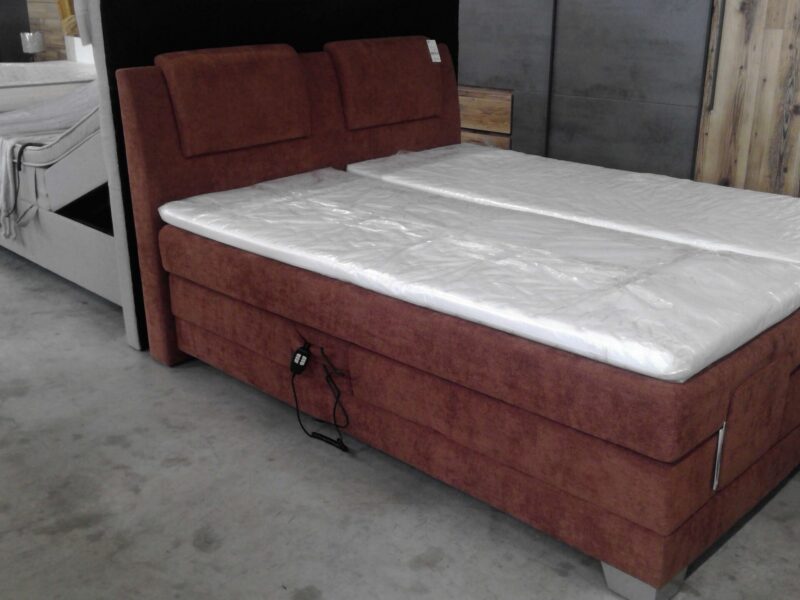 LIT BOXSPRING WAVE ELECTRIQUE 160X200CM - TISSU TERRACOTTA