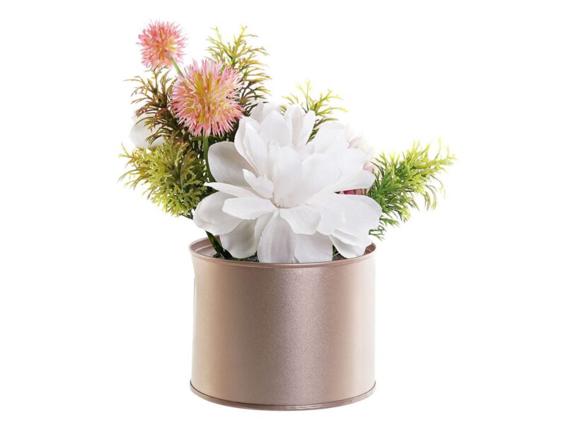 DÉCORATION POT MÉTAL FLEURS ARTIFICIELLES