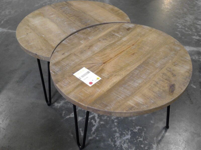 SET DE 2 TABLES BASSES EN ACACIA NATUREL ET MÉTAL