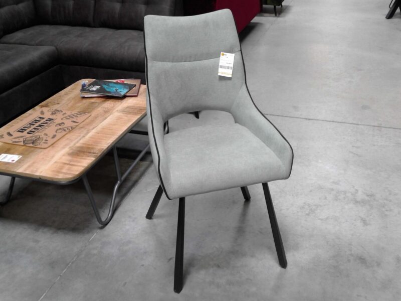 CHAISE EN TISSU VERT D'EAU OUVERTURE DOS - PIEDS MÉTAL ANTHRAC.- EXPO