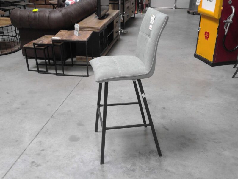 TABOURET DE BAR EN TISSU VERT D'EAU - PIEDS MÉTAL