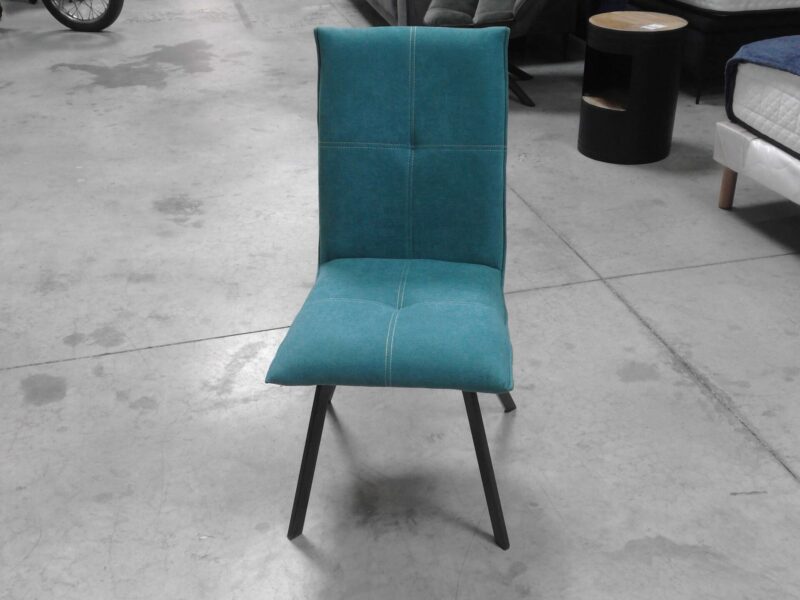 CHAISE 1760 TISSU TURQUOISE PIEDS MÉTAL