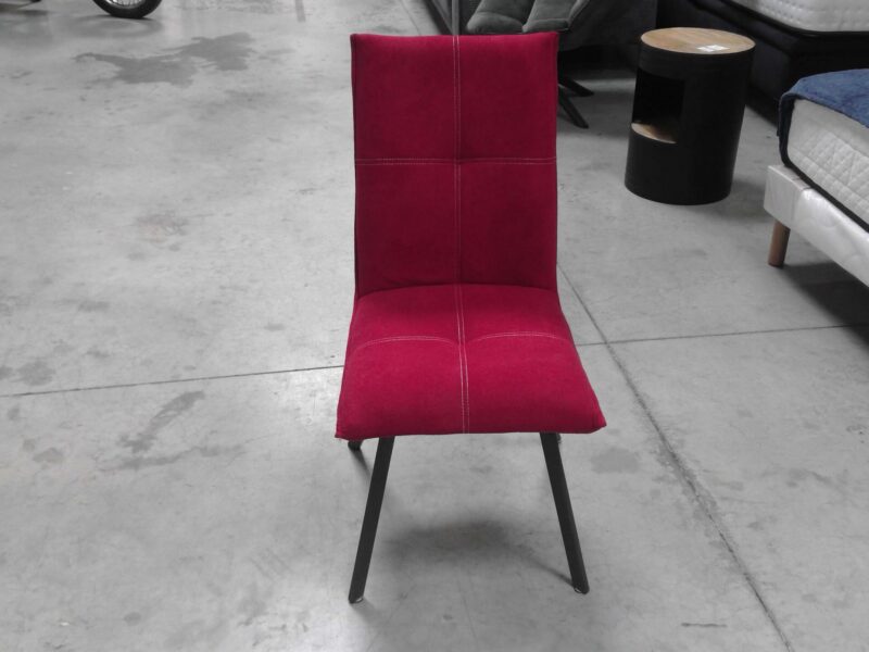 CHAISE 1760 TISSU ROUGE PIEDS MÉTAL