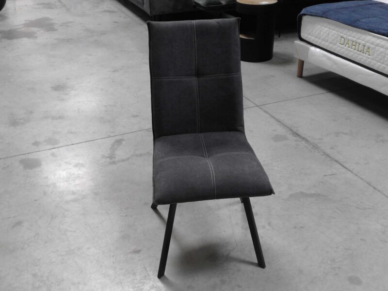 CHAISE 1760 TISSU ANTHRACITE PIEDS MÉTAL