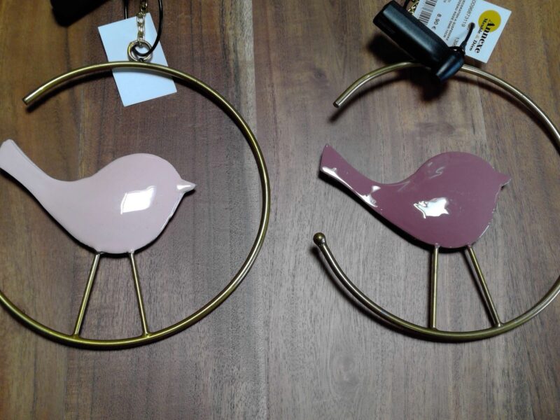 DECORATION A SUSPENDRE OISEAU ROSE DIAM.15CM