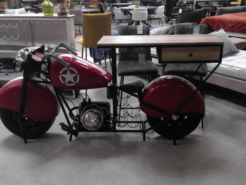 CONSOLE BAR MOTO MÉTAL ROUGE L.200CM
