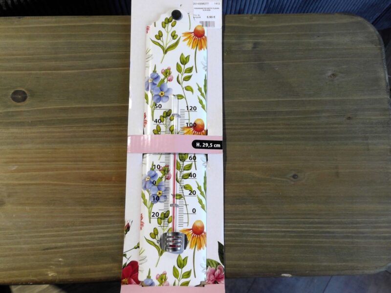 THERMOMETRE MOTIF FLEURS H.29.5CM