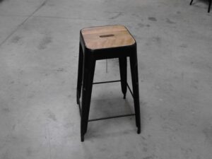 TABOURET BAR METAL NOIR MAT ASSISE BOIS  H77CM ANNEXE MEUBLE & DECO