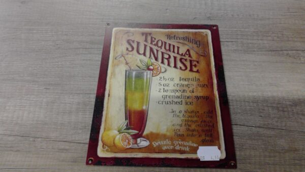 PLAQUE METAL 25X20CM COCKTAIL TEQUILA SUNRISE ANNEXE MEUBLE & DECO