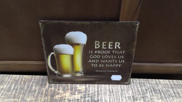 PLAQUE METAL 25X20CM BEER CITATION