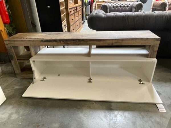 MEUBLE TV HAMBURG COLORIS BLANC ET BOIS – Image 2