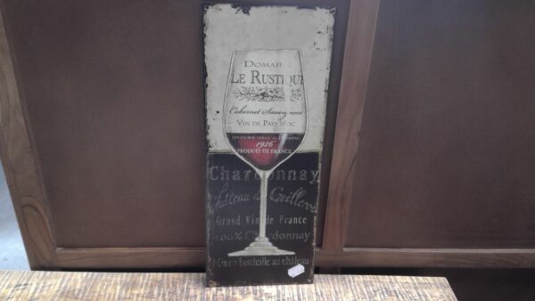 PLAQUE METAL 50X20CM VIN DOMAINE LE RUSTIQUE