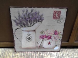 PLAQUE METAL 30X30CM FLEURS VINTAGE ANNEXE MEUBLE & DECO