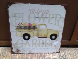 PLAQUE METAL 30X30CM VINTAGE FLOWER ANNEXE MEUBLE & DECO