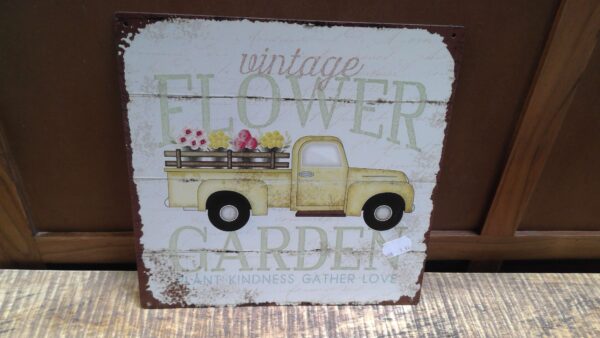 PLAQUE METAL 30X30CM VINTAGE FLOWER ANNEXE MEUBLE & DECO