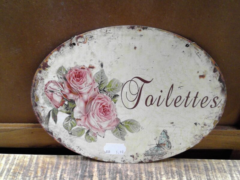 PLAQUE METAL A SUSPENDRE OVALE 25X20CM TOILETTES