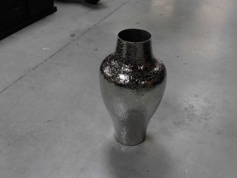 VASE DECOR FEUILLES CHROMÉ H.47CM