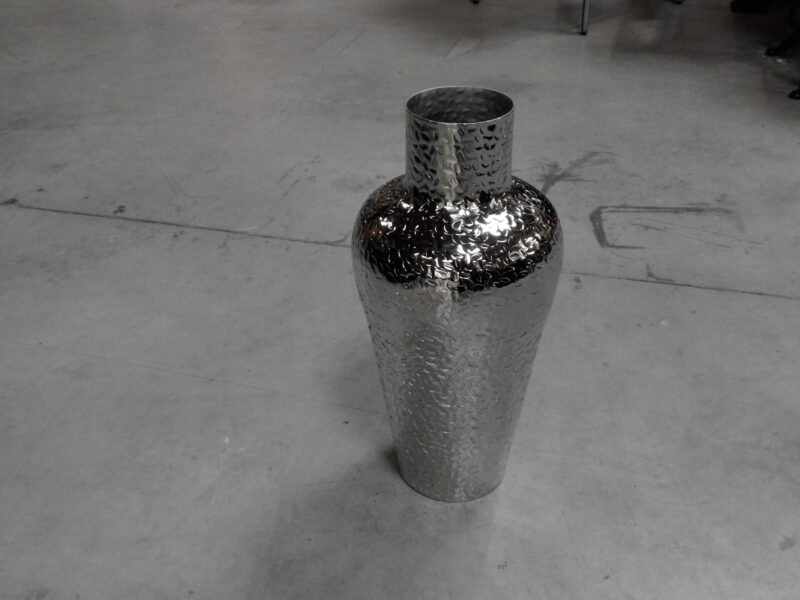 VASE DECOR FEUILLES CHROMÉ H.43CM