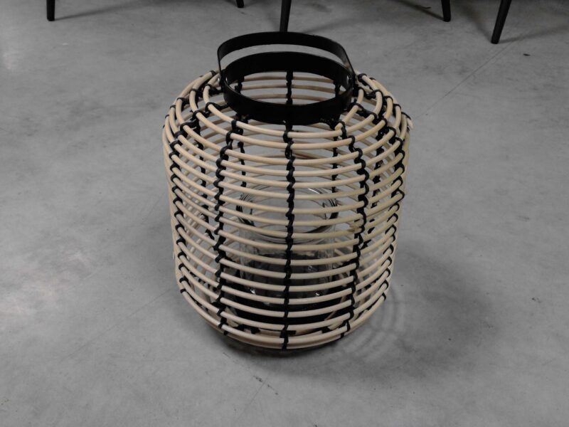 LANTERNE COLORIS NATUREL + NOIR H.26CM