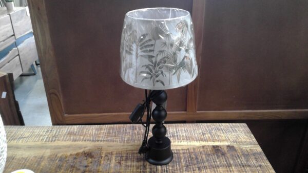 LAMPE A POSER PIED NOIR ABAT JOUR OISEAUX