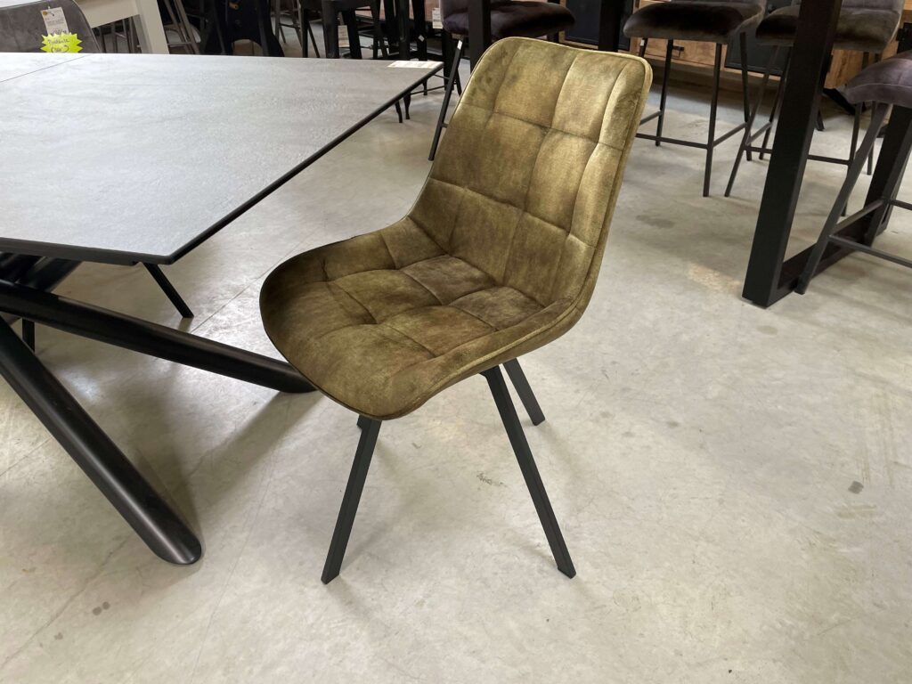 CHAISE JAZZ PIVOTANTE VELOURS VERT - PIEDS MÉTAL NOIR