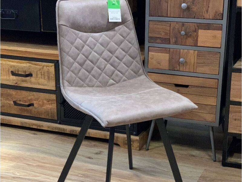 CHAISE CAPRI MICROFIBRE COLORIS BEIGE PIEDS MÉTAL NOIR