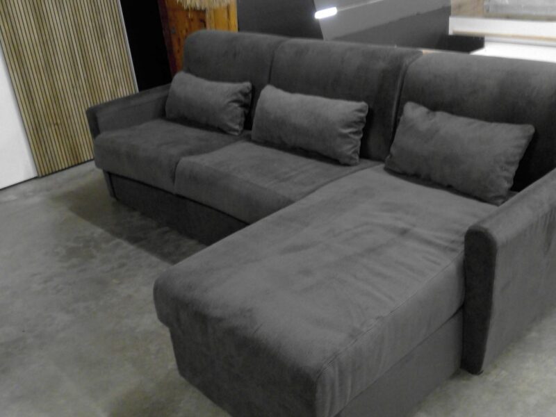 CANAPÉ ANGLE DROIT OREGON RAPIDO COLORIS NOIR - MATELAS 14CM