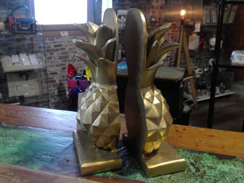 SERRES LIVRES ANANAS - SET DE 2 EN MÉTAL DORÉ
