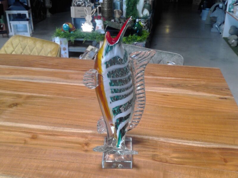 POISSON / ESPADON VERRE MULTICOLORE STYLE MURANO H.32CM